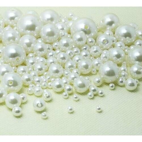 Free Ship 1000Pcs Mixed Size Ivory ABS Faux Pearl Beads Spacer Loose Beads 4mm 6mm 8mm 10mm 12mm