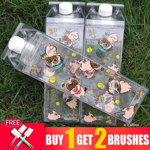 1L Drink Water Bottle Bpa Free Transparent Infused Sports Shaker Water Jug Sport Reusable Square Bottles 1000ml Milk Waterbottle