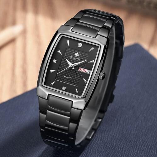 WWOOR 2021 New Quartz Men Full Black Watches Luxury Watch Fashion Sports Relogio Masculino Date Clock Wrist Watch Relojes Hombre