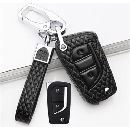 Genuine Leather Car Key Case Full Cover for Toyota Camry Prado 2017 2018 CHR Prius Corolla RAV 4 Remote Key Shell Case