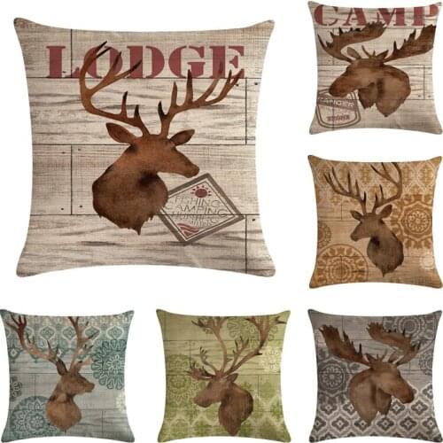 Animals Series Background Deer Elk Cushion Covers Nordic Mountain Pillow Cover Linen Pillow Case