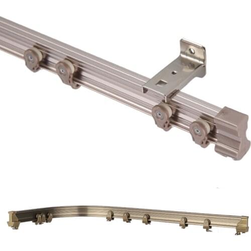 Aluminum Metal Alloy Bendable Window Tracks Curtain Poles Brown Rails