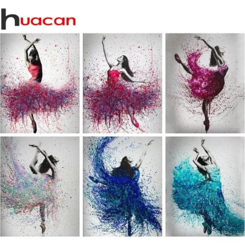 Huacan Diamond Painting Girl Dancing Ballerina Cross Stitch Diamond Embroidery Portrait Home Art Decoration For Home