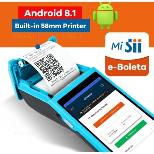 Handheld POS PDA Thermal Printers 58mm Android 8.1 POS Camera Barcode Reader 1D Terminal 3G Wifi Bluetooth Wireless 128G TFCard