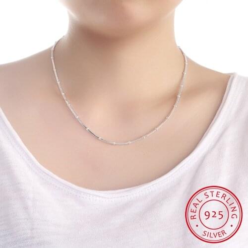 Classic Basic Chain 100% 925 Sterling Silver Beads Adjustable Necklace Chain Fine Jewelry
