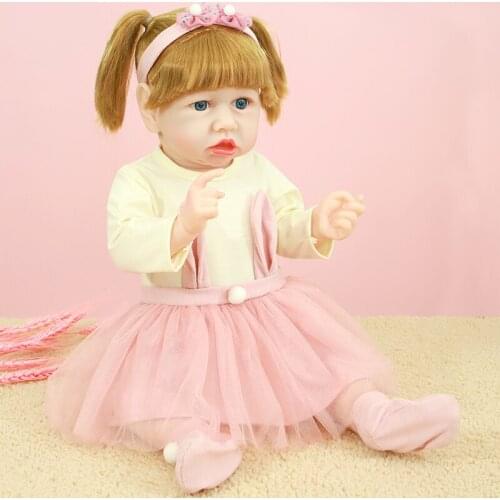 60CM Adorable Doll Girl 24''Full Silicone Body Reborn Baby Doll With Blue Eyes Realistic Vinyl Bonecas Newborn Dolls Toys Gift