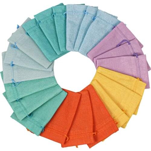 50pcs/Lot 13x18cm Burlap Drawstring Pouches Jute Gift Bags Jewelry Packaging Wedding Bags Birthday Supplies Can Custom Logo