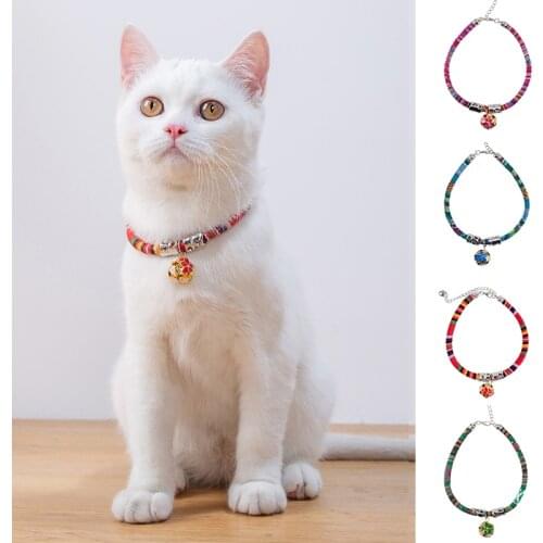 Fashion Colorful Adjustable Ethnic Pets Collars With Bell Bohemia Collar Dogs Collar Pet Cat Neck Ring Accessories Hot Sale