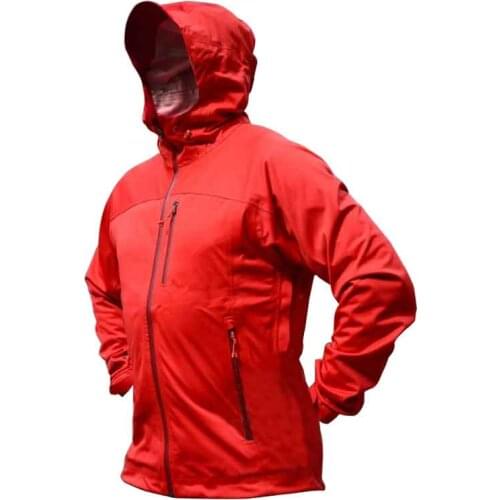 Mens Red Rain jacket Waterproof Hooded Quick Dry Winbreaker Breathable Lightweight Softshell for Outdoor Travel Hiking Cycling