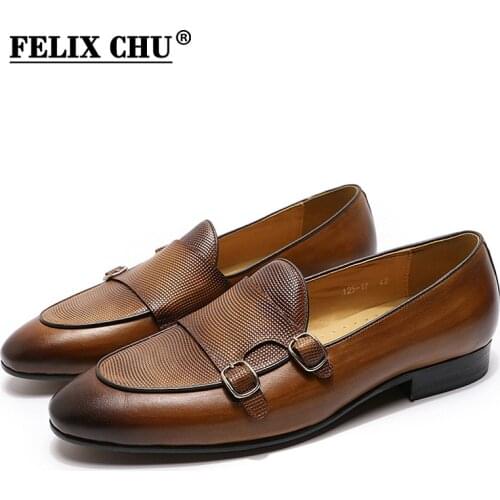 Autumn Mens Loafer Shoes Genuine Leather Quality Monk Strap Wedding Party Casual Mens Dress Shoes Black Brown Shoes for Men