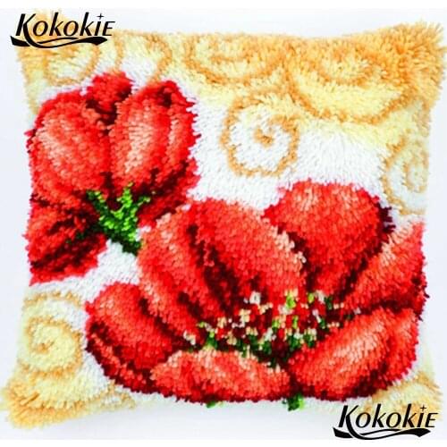 Cross stitch kits embroidery needlework set Crocheting Rug Yarn Patchwork Pillowcase latch hook pillow diy rug flowers carpet