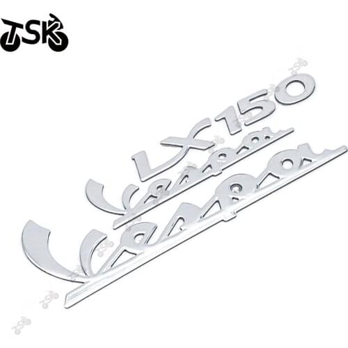 Scooter Motorcycle Stickers Tank Pad Body Side Emblem Decals Accessories For Vespa Lx150 Lx125 Lx 125 150 3D Silver Plating