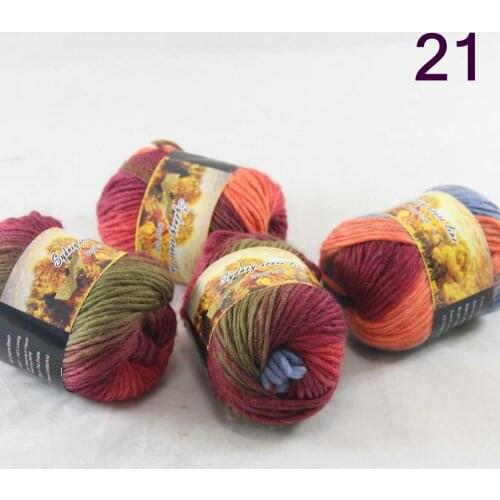 New Sale 4 SkeinsX50g Womens Knit Scarves Shawls Rainbows 100% Wool Chunky Yarn821 Army Green Blue Burgundy Orange