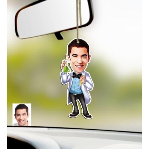 Personalized Mr Chemical Engineer Caricature Of Wood Car Rearview Mirror Süsü-2