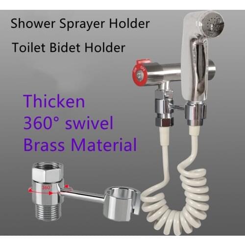 360 Degree Swivel Shower Sprayer Head Holder Bracket Brass Chrome Plating Bathroom Toilet Bidet Spray Replacement Accessories