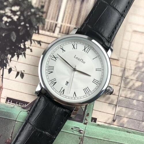 Simple and fashionable ladies and mens watches leather and stainless steel 2 straps can be chosen for business people