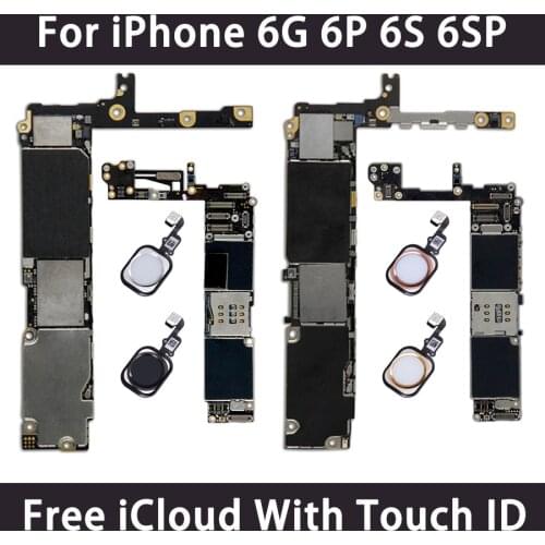 Unlocked Logic Board For iPhone 6 6 Plus 6S 6S Plus 16GB 32GB 64GB 128GB Original Motherboard Free iCloud Plate Good Board