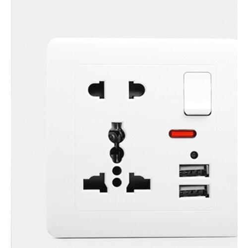 Wall power socket Double usb Universal five Hole Switch control socket 2.1A Wall Charger Adapter Plug Socket Power
