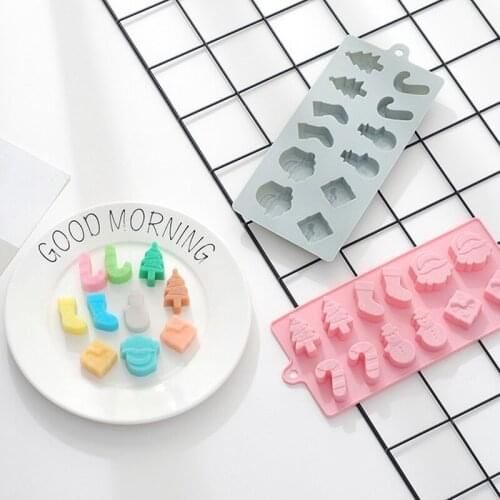 Christmas Chocolate Mold Snowman Socks Trees Silicone Cake Mould Candy Cookies