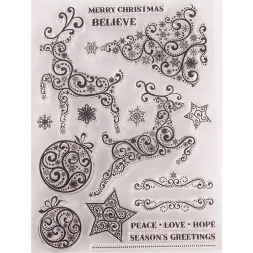 Christmas Deer Transparent Clear Silicone Stamp Seal DIY Scrapbook Rubber Stamping Coloring Embossing Diary Decor Reusable T1622