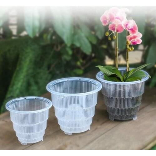 Mesh Plastic Orchid Pots With Holes Transparent Flower Pot Succulent Plants Fleshy Plants Container Garden Decor