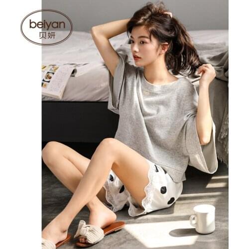 Three Qualter Sleeve Shorts Leisurewear Vogue Female Lace Summer Cotton Suit