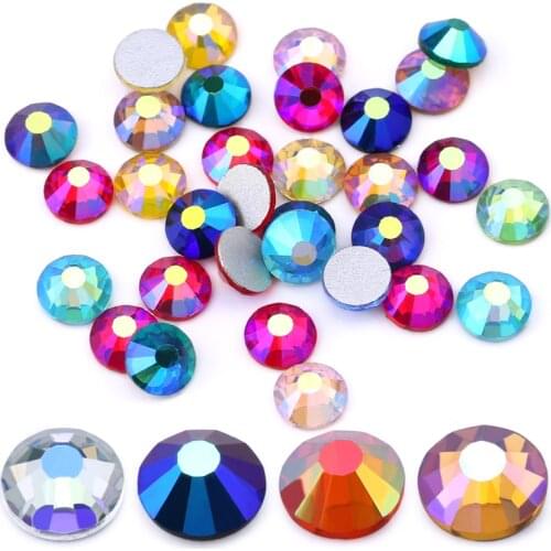 SS3-SS12 Glitter Small Rhinestone 1440pcs/lot Colorful AB Non HotFix Flat back Rhinestone Apparel for Nail Art Fabric Garment