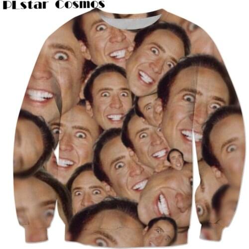 Sweatshirt Fashion Tracksuit Nicolas Cage Crazy Funny Stare At You Print 3d Sweatshirt Men/women Top Size S-5XL Drop Shipping