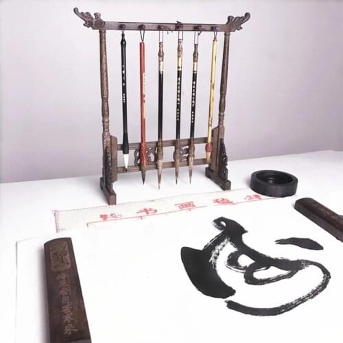 "Traditional Chinese Brush Holder Calligraphy Pen Holder Stand 12 Hook Plastic Brush Stand Hanging Pen Holder "