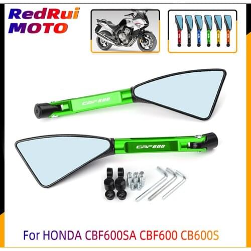 For HONDA CBF600SA CBF600 CB600S Universal Motorcycle Accessories CNC Aluminum Blue Lens Rear View Side Mirror Laser Logo(CBF600