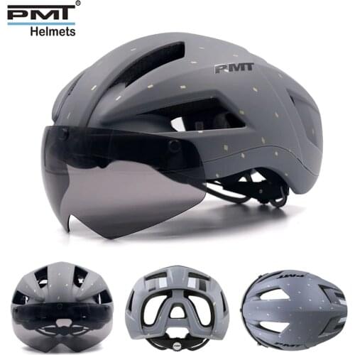 PMT Bicycle Helmet Ultralight specialize Road Cycling Helmet With Magnetic Goggles Lens Intergrally-molded MTB Road Bike helmet