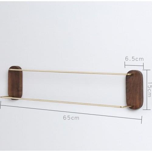 Bathroom Towel Rack Bathroom Brass Single-Rod Towel Pole Rack Bath Towel Rack Black Walnut Double Pole Rack