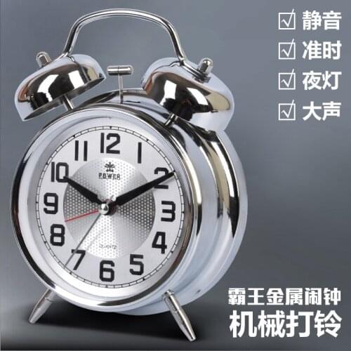 Vintage Metal Minimalist Digital Alarm Clock Silent Silver Modern Creative Alarm Clock Fashion Student Round Alarm Clock MM60NZ
