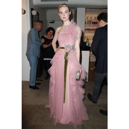 Princess Ruffles Women Dress Spaghetti Strap Sleeves Floor Length Evening Dress Zipper Custom Made Party Dress