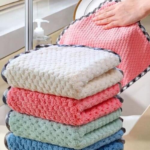 10pcs Is Cheaper Double-layer Absorbent Microfiber Kitchen Dish Cloth Non-stick Oil Household Cleaning Wiping Towel Kichen Tool