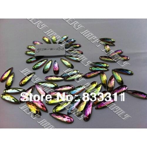Long Drop Acrylic 7x28mm 100pcs Crystals Multi Rainbow Color Rhinestones ycsw-w-0728 Stones For Sewing Sew on Accessories Dress