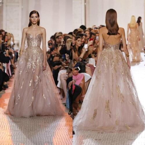 2020 Sweetheart Fairy Evening Dresses A Line Sequins Backless Prom Dress Custom Made Formal Occasion Gowns Party Wear