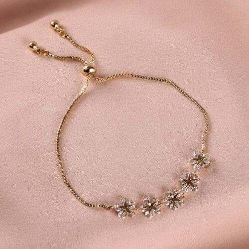 2021 Kpop New Design Bracelets on Hand for Women Fashion Luxury Flower Zircon Adjustable Bracelet Female Party Gifts Jewelry