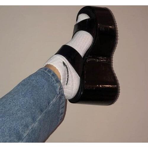 2021 Plus Size 37-42 Shoes Women High Platform Black Cosplay Wedges Heels Sandal Slippers Summer Outdoor Slides