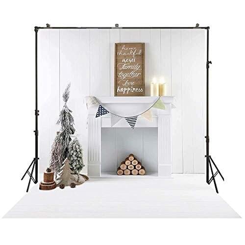 White Christmas Photography Backdrop Baby Photo Background Fireplace Xmas Tree Props Family Pictures Booth W-4313