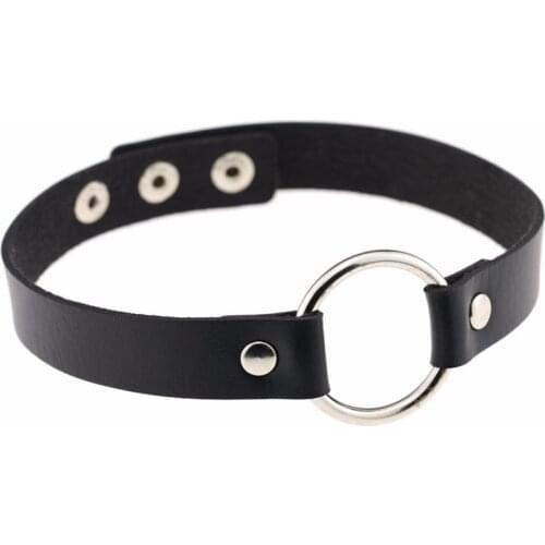 Free Shipping O-Round pu leather choker rock collar punk goth tattoo choker necklace fashion jewelry statement necklace 2018