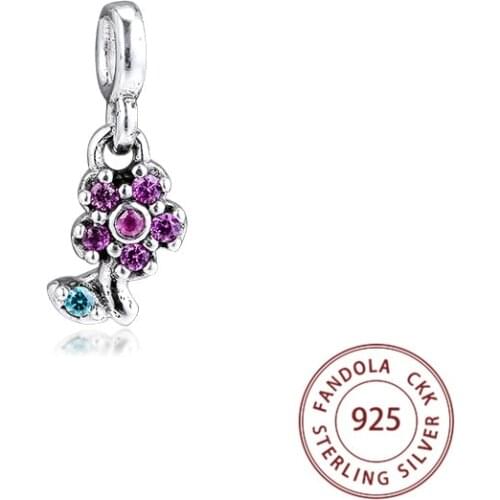 CKK Fits Original Me Bracelet Argent 925 Sterling Silver My Pretty Flower Dangle Crystal Charms Beads for Jewelry Making