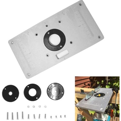 Router Table Insert Plate Woodworking Benches Aluminium Wood Router Trimmer Models Engraving Machine with 4 Rings Tools