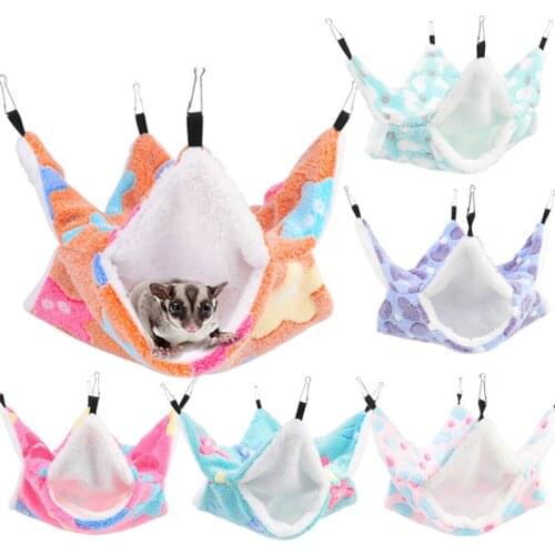 Hamster Hammock Small Animal Hanging Beds Hamster House Cage Comfortable Squirrel Double-layer Plush Cotton Nest Pet Supplies