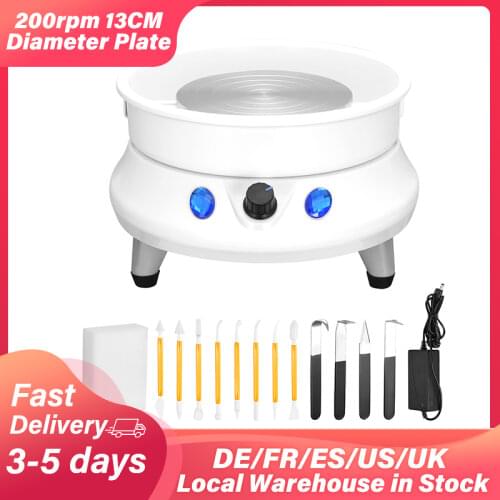 60W Automatic Electric Pottery Wheel Machine Ceramic Work Adjustable Speed 13cm Turntable Circle Potters DIY Clay Art Craft