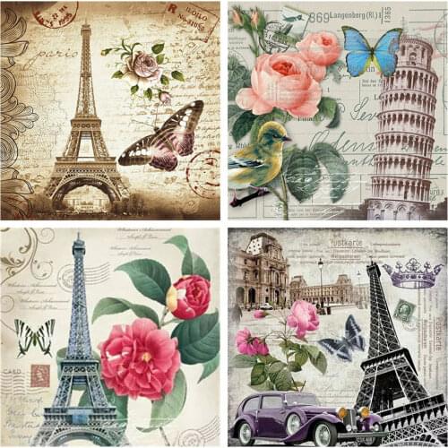 HUACAN Diamond Painting New Landscape Rhinestones 5D DIY Diamond Embroidery Cross Stitch Eiffel Tower Mosaic Handmade Gift
