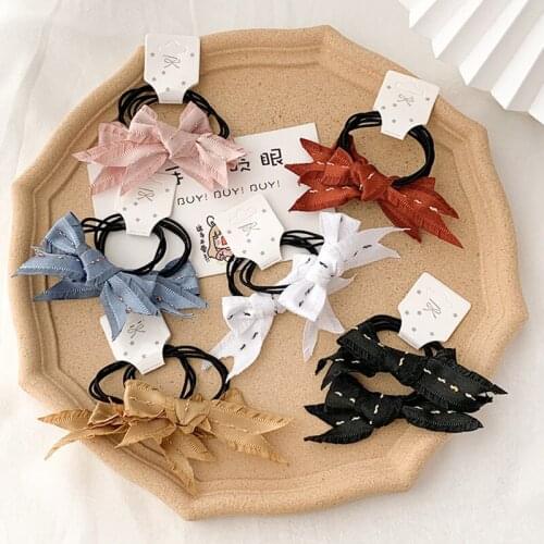 Korean Lovely Elastic Hair Bands For Girls Butterfly Hair Accessories Kids Hair Ring Head Rope Hair Styling Tools Hair Wear