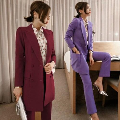Pants suits elegant woman suit female office lady business OL professional temperament slim jacket + pants two-piece suit