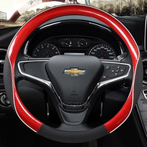 For Chevrolet Orlando Colorado Malibu Cruz Car Styling Carbon Fiber Leather Steering Wheel Cover Interior Accessories