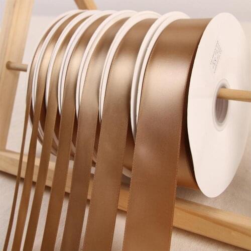 Latte Color 100 Yards/Roll Polyester Ribbon Satin Ribbon Wedding Christmas Decoration Cake Gift Box Wrap DIY Hair Accessories